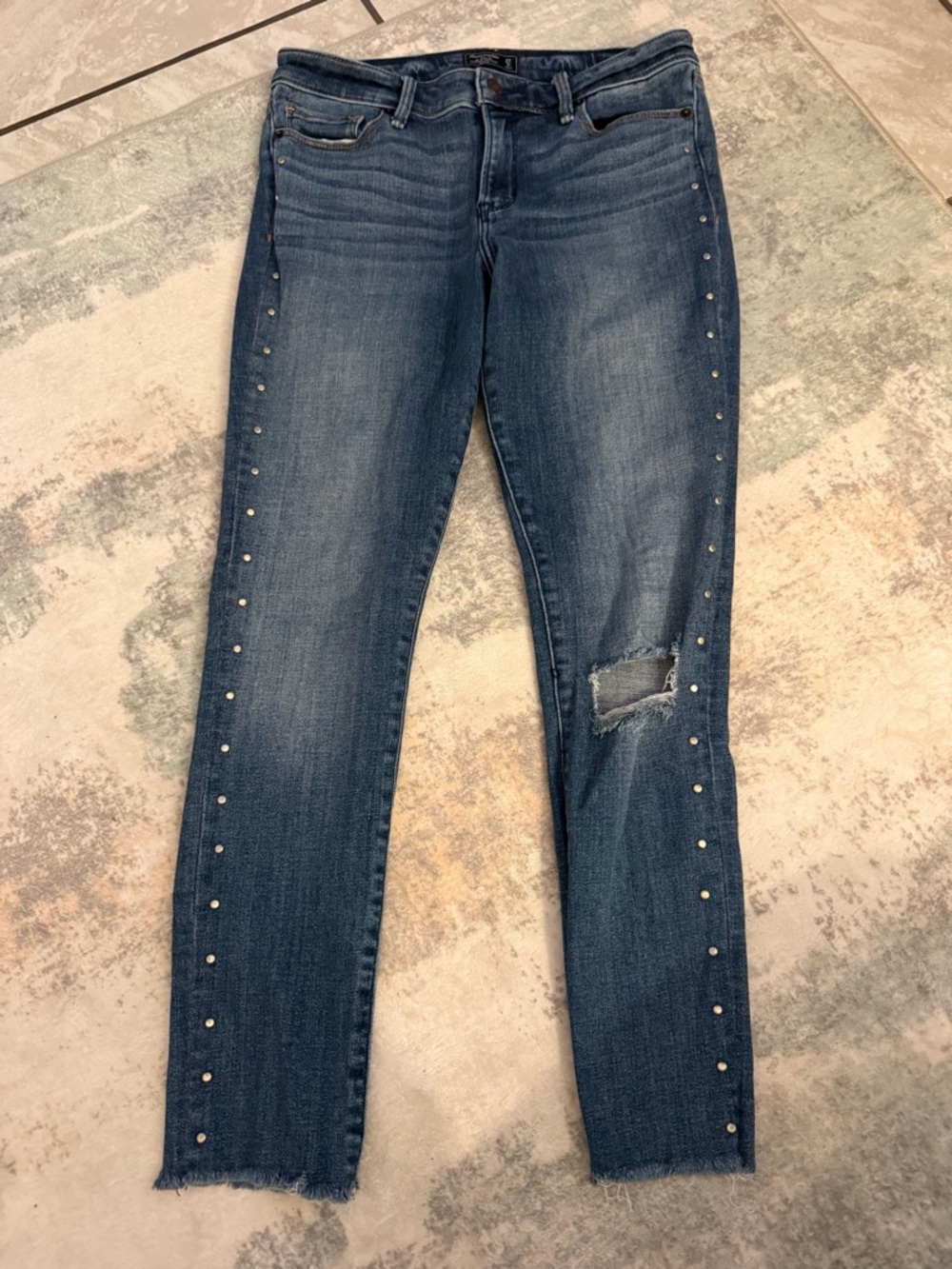 Abercrombie & Fitch Blue Skinny Jeans with Side Studs